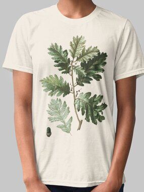 Downy Oak Vintage Botanical Print Short Sleeve Graphic Tee T-shirt S-XXL